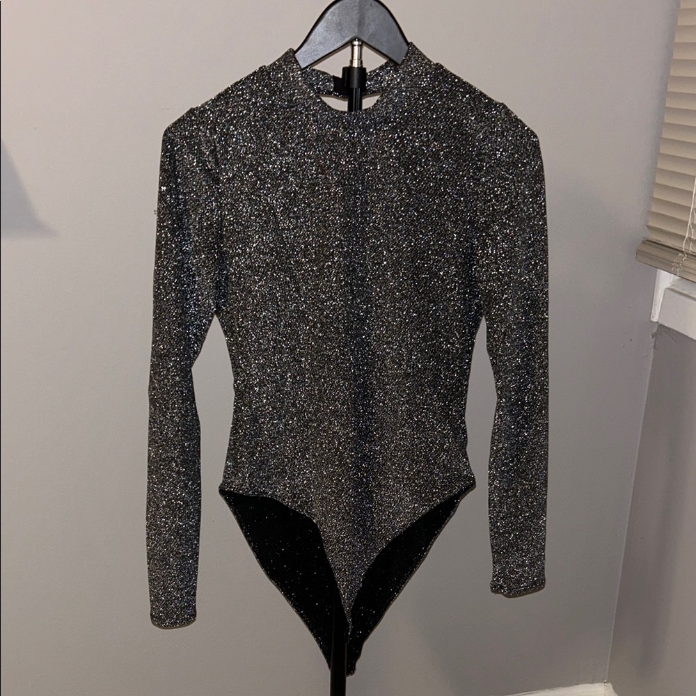 Wild Fable Sparkling Black Long Sleeve Bodysuit